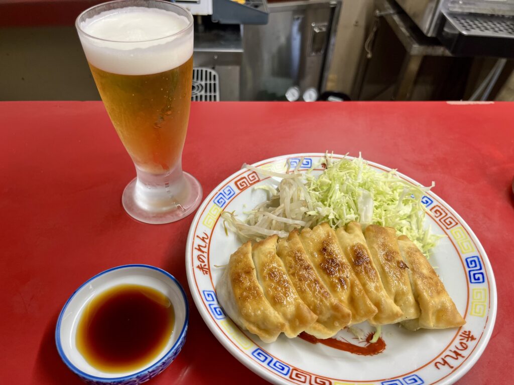 餃子、ビール